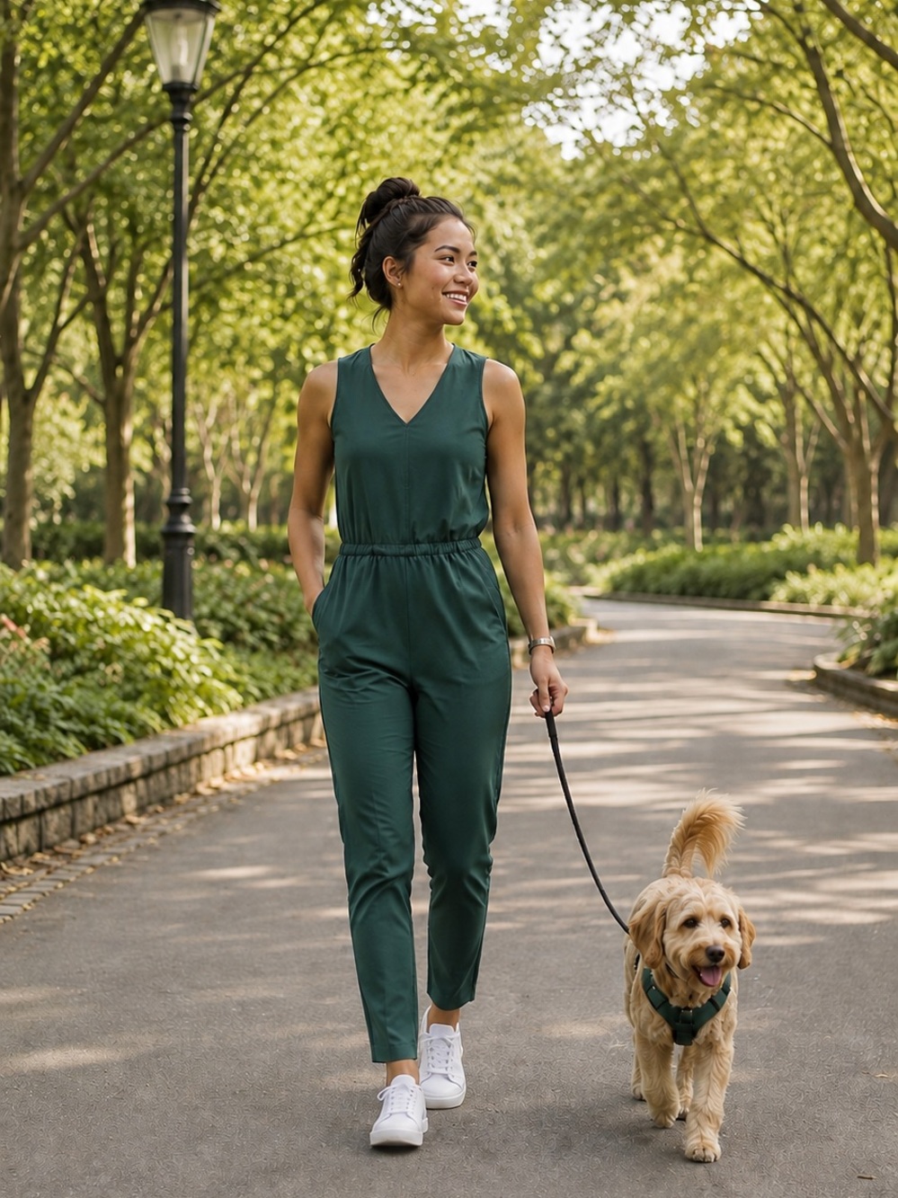 Athleta Brooklyn Green Sleeveless Jumpsuit Size 6 Travel Athleisure